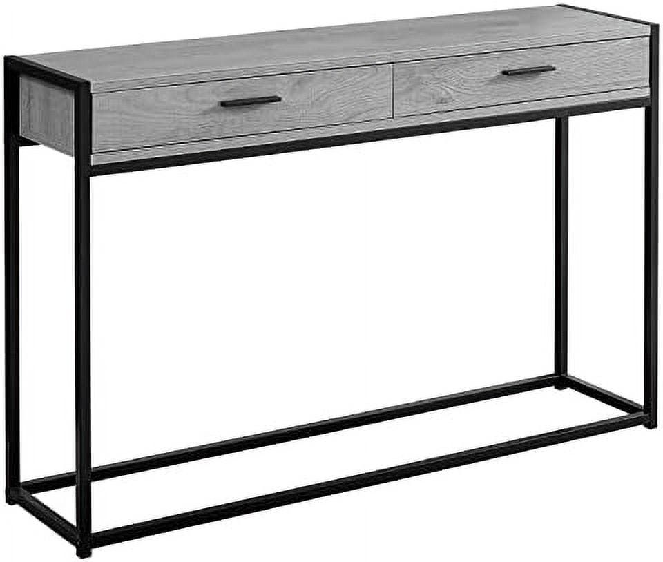 Modern Industrial Gray and Black Metal Rectangular Console Table with Storage