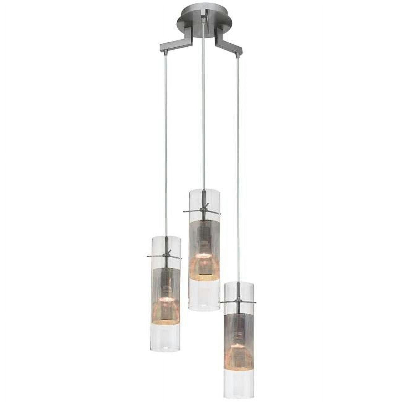 Spartan Brushed Steel Mini LED Pendant with Clear Glass Shades