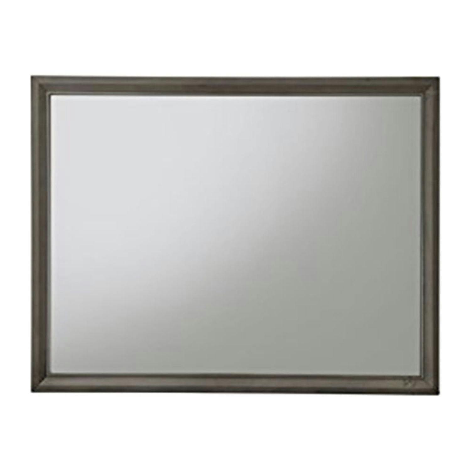 Transitional Charcoal Gray 45" Solid Wood Rectangular Dresser Mirror
