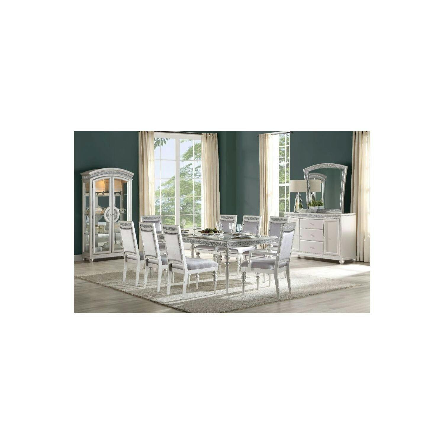 Maverick 88" Platinum White Extendable Rectangular Dining Table