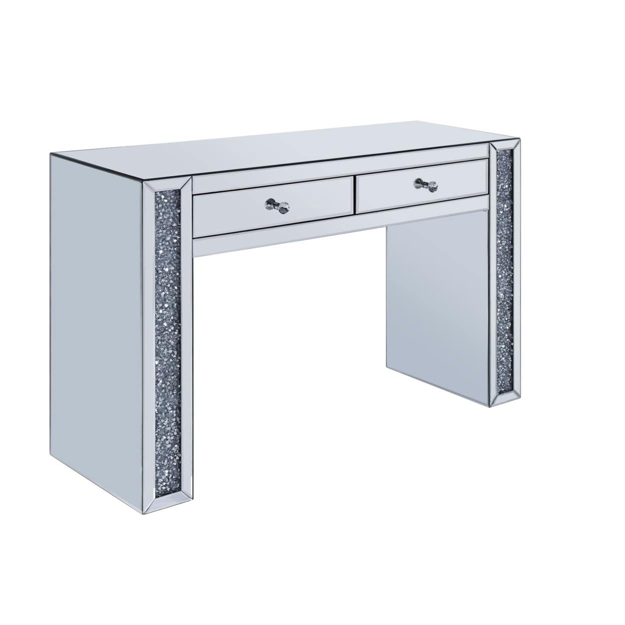 Noralie 47" Mirrored Vanity Desk with Faux Diamonds