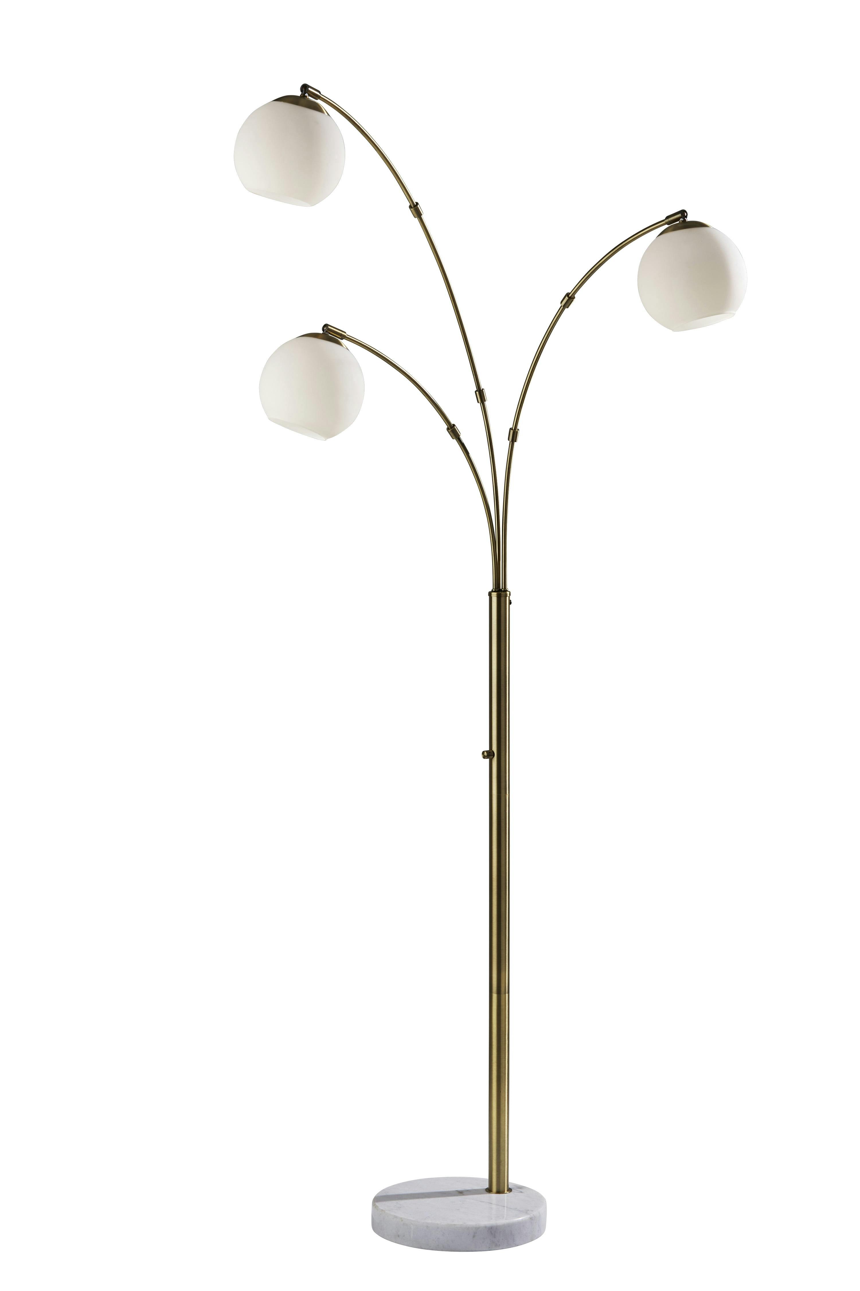 Elegant Mid-Century White Opal Glass Multi-Head Arc Lamp