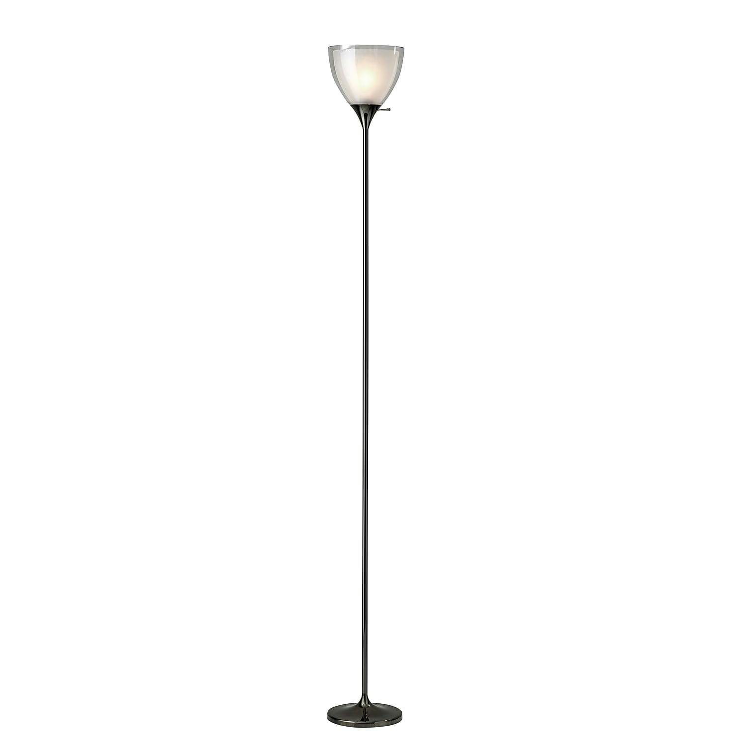 Presley Slim Silhouette Black Nickel Torchiere with Frosted Shade