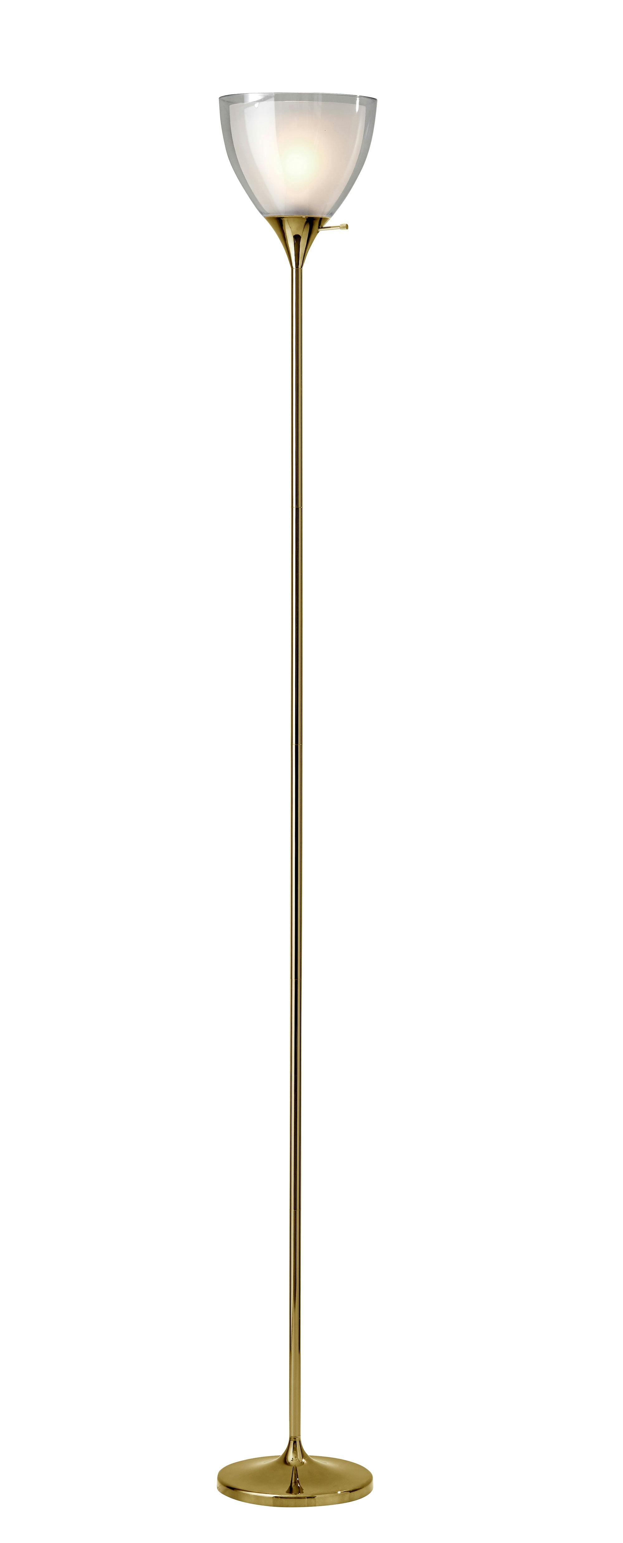 Presley 72'' Shiny Gold Modern Torchiere Floor Lamp with 3-Way Switch