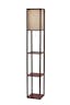 Wright 17'' Walnut Wood Veneer Shelf Floor Lamp with Natural Shade