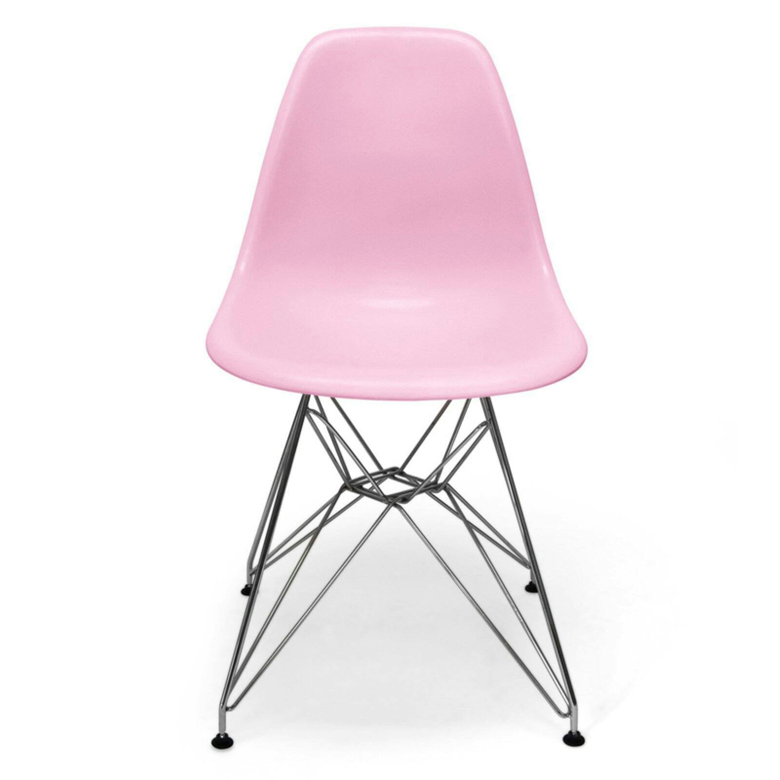 Mid-Century Classic Pink Matte Metal Side Chair