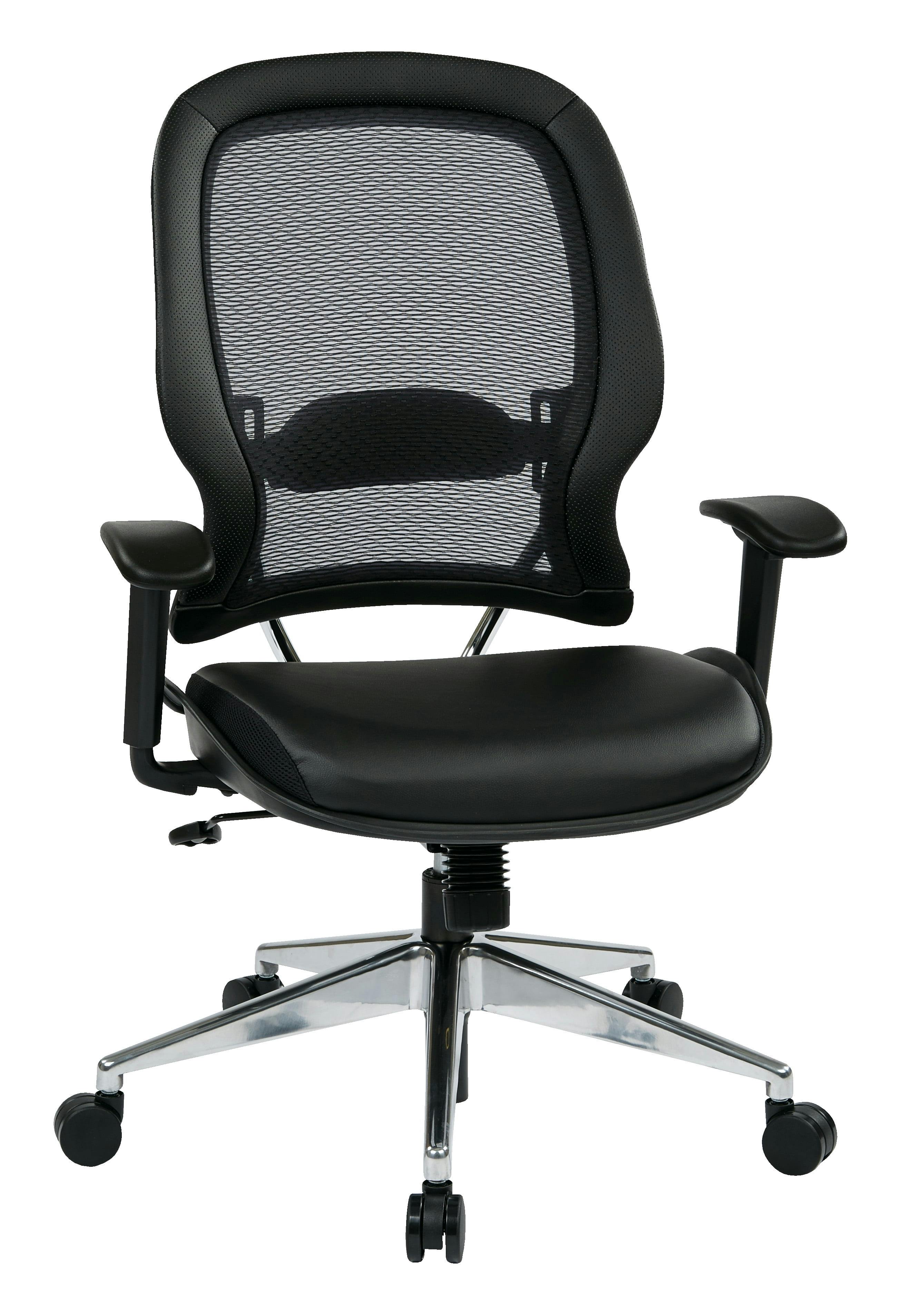 ErgoExecutive Black Mesh and Leather Swivel Chair with Chrome Base