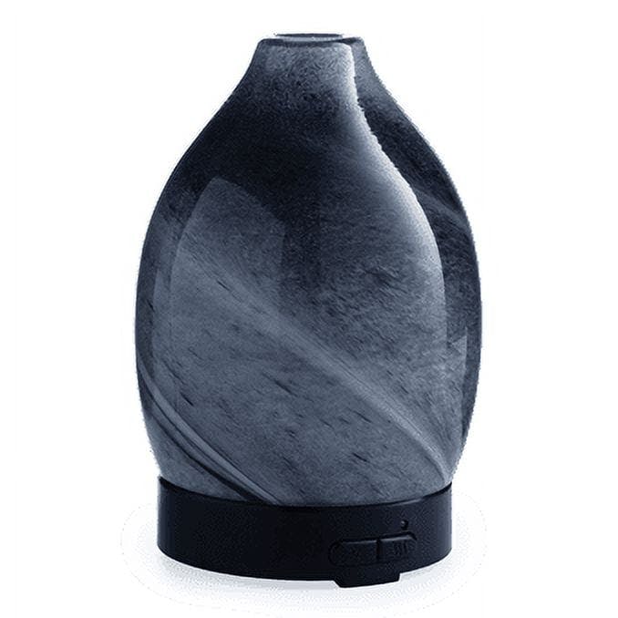 Obsidian Black and White Marbled Glass Essential Oil Diffuser, 100 mL