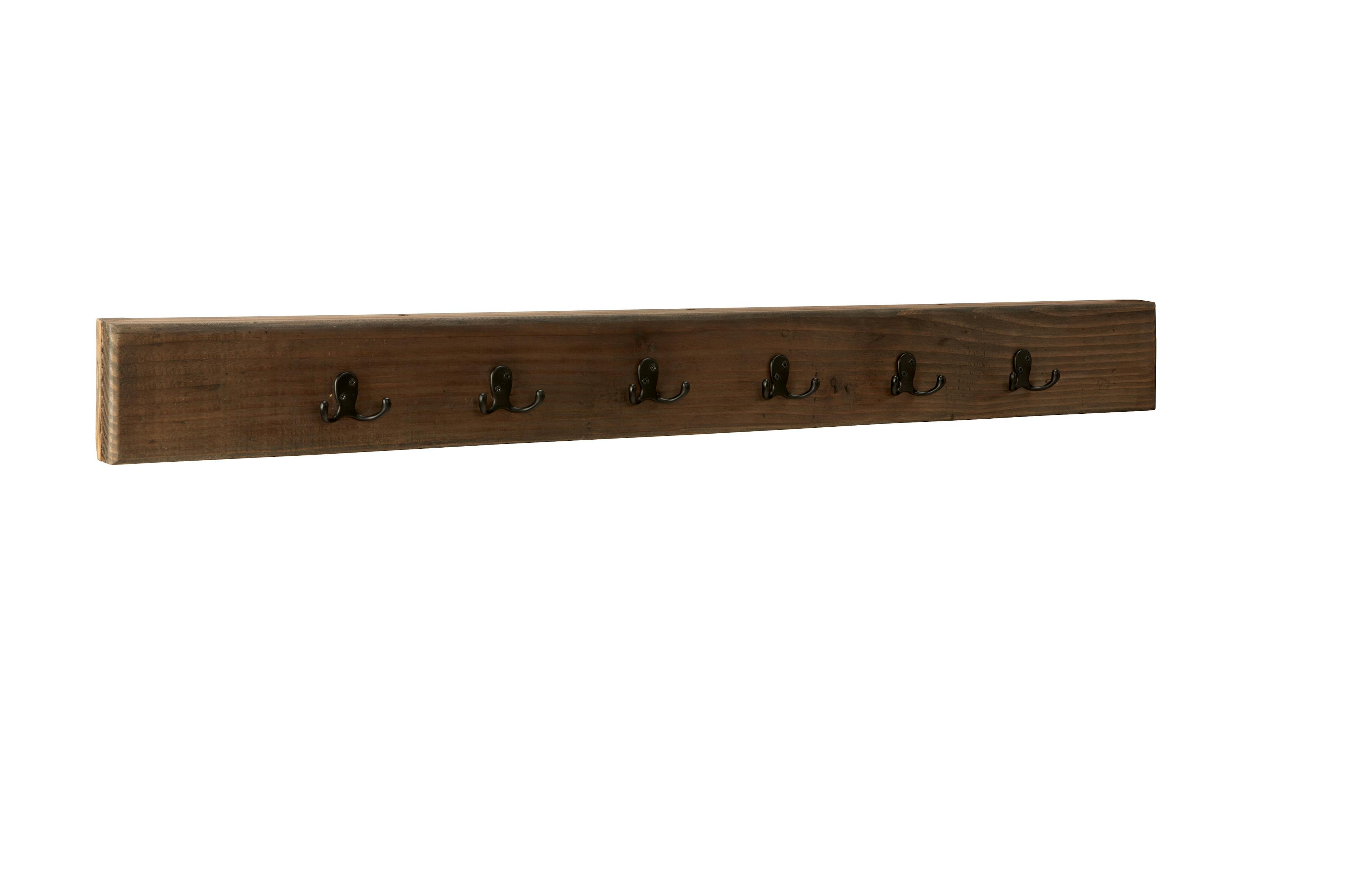 Alezzi 48" Brown Metal and Wood 6-Hook Coat Rack