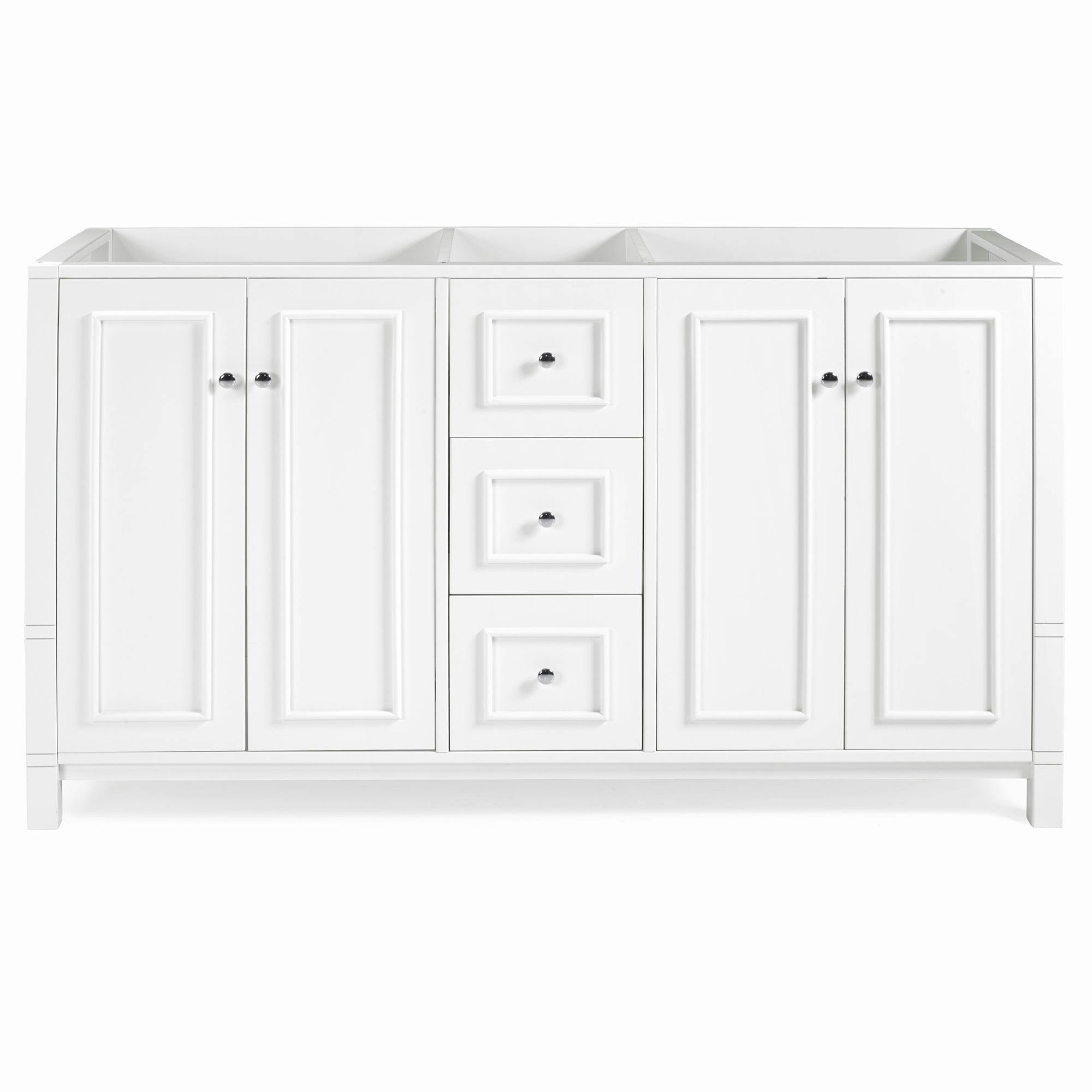Williamsburg Traditional 60" White Solid Pine Double Vanity Cabinet