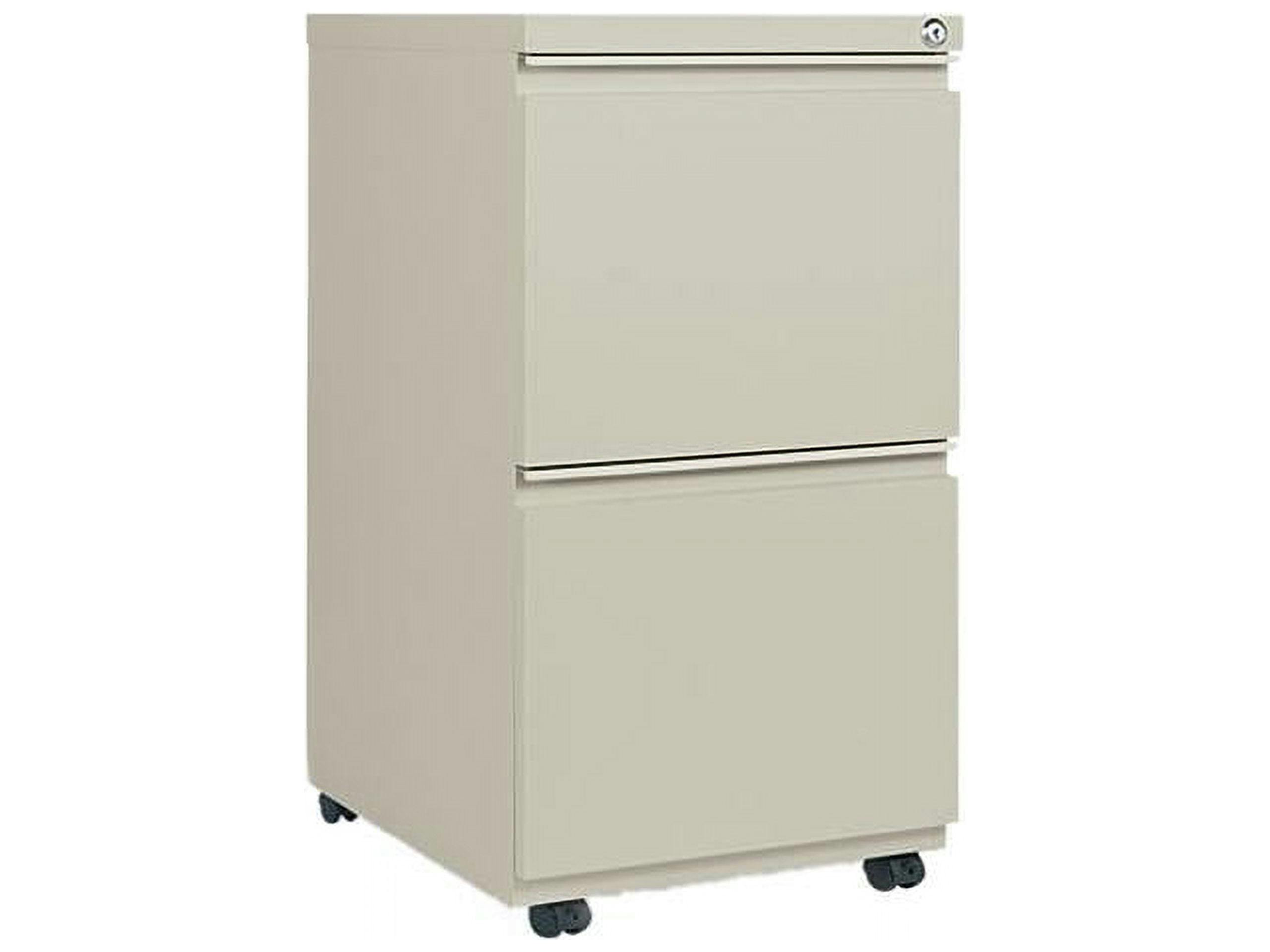 Putty Beige Mobile Metal Pedestal File Cabinet with 2 Lockable Drawers