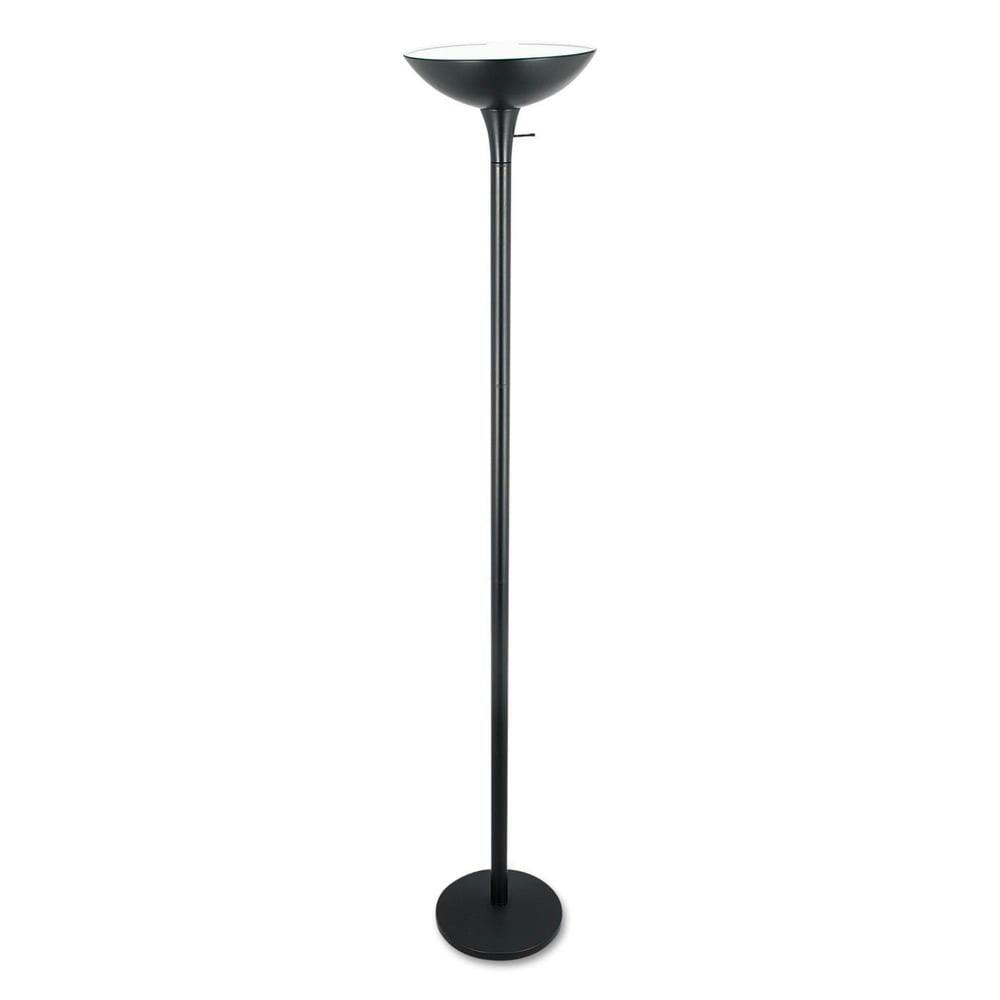 Matte Black Metal Torchiere Floor Lamp with 3-Way Switch