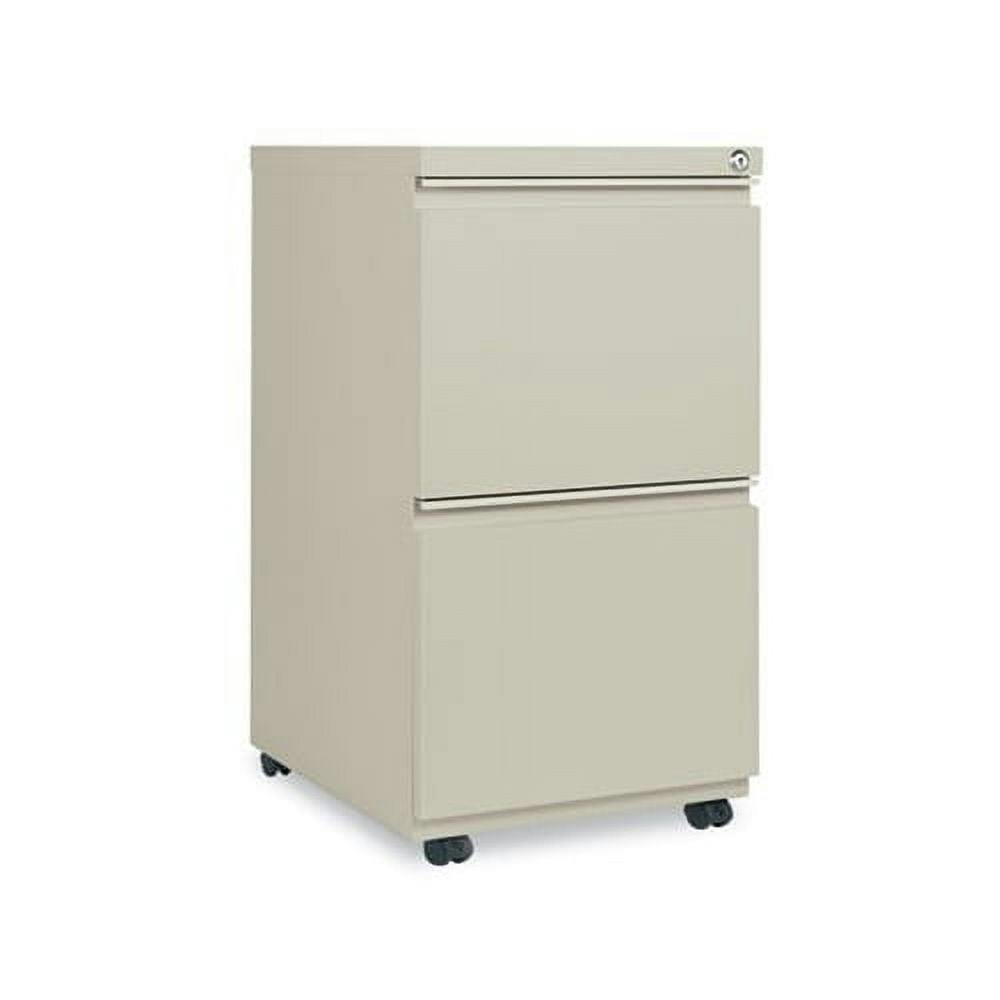 Putty Beige Mobile Metal Pedestal File Cabinet with 2 Lockable Drawers