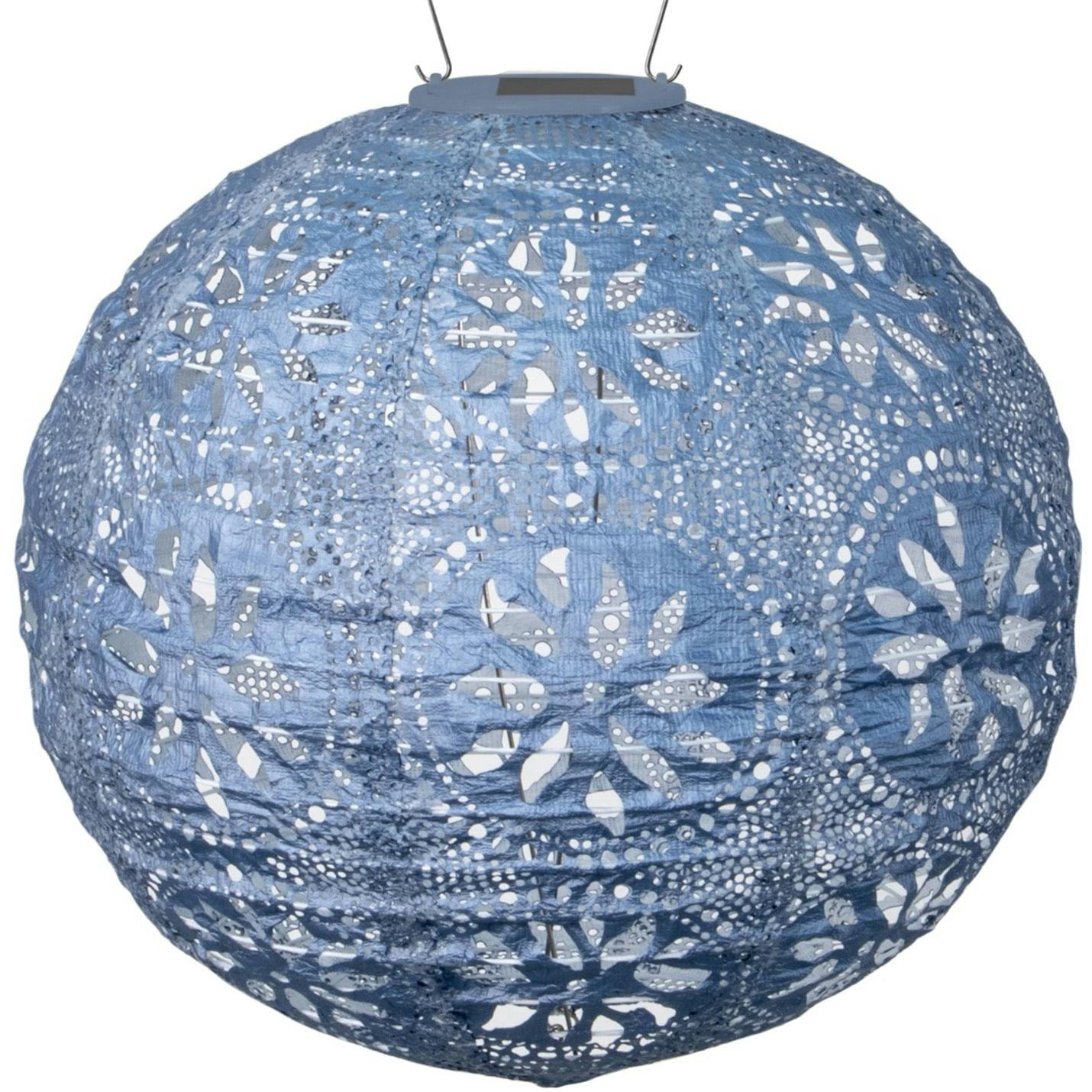 Boho Globe 12'' Metallic Blue Solar LED Outdoor Lantern