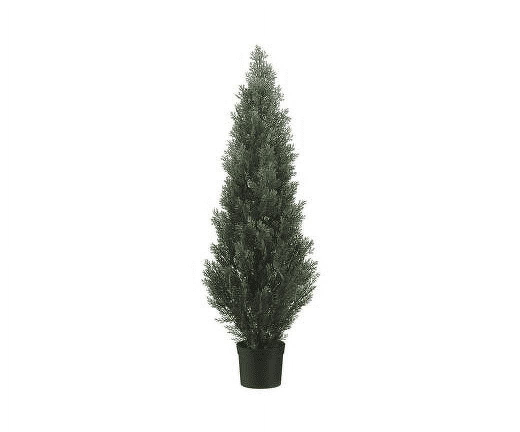 Elegant 48" Cypress Silk Topiary with Lights in Potted Design