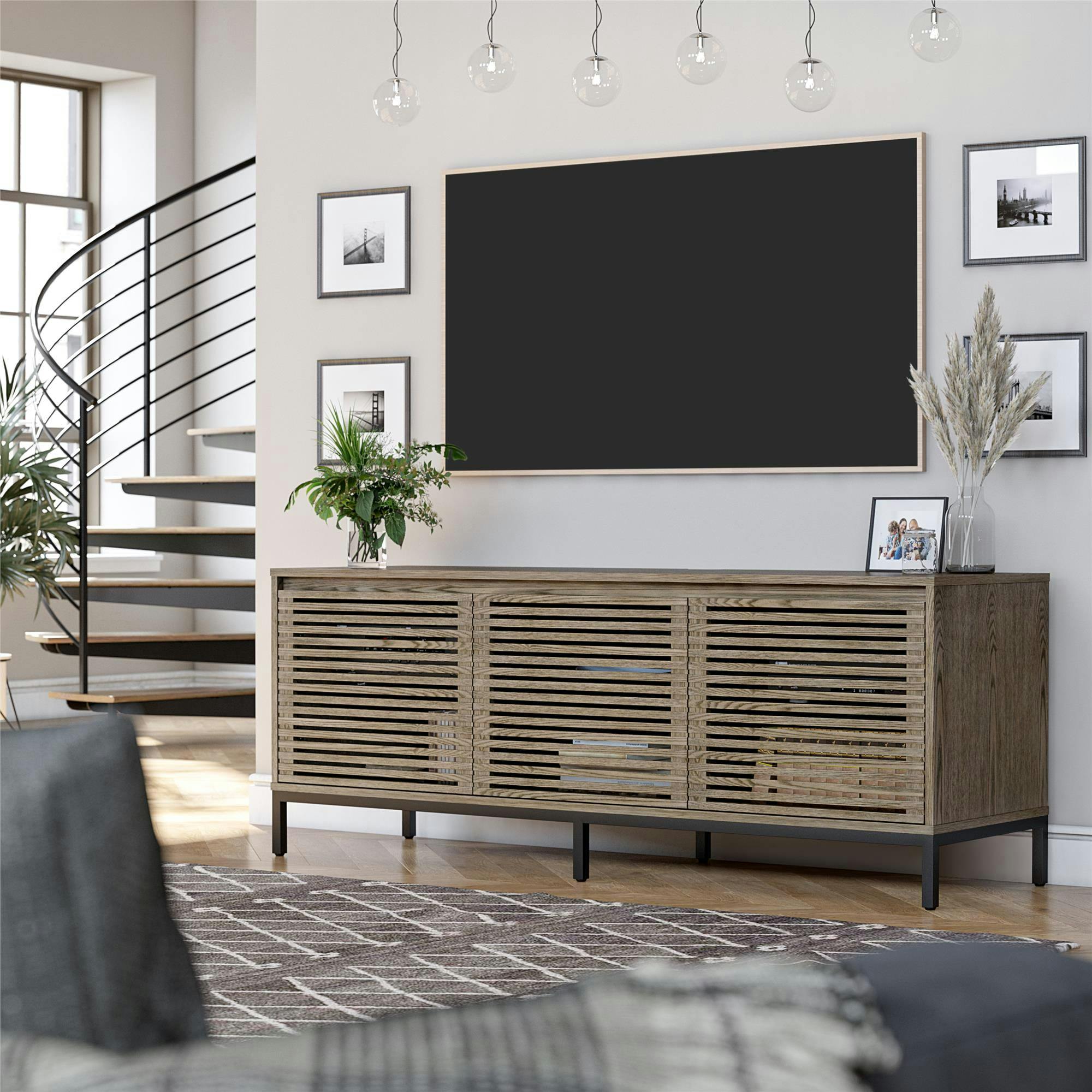 Sterling Oak 68'' Media Console with Steel Base for TVs up to 77"