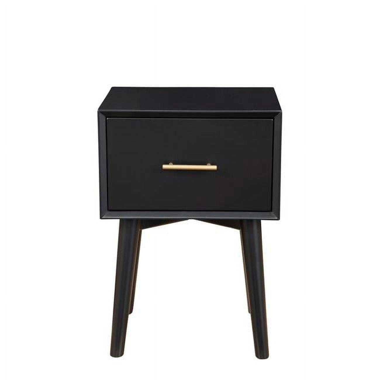 Flynn Black Mahogany Wood and Metal Rectangular End Table with Storage