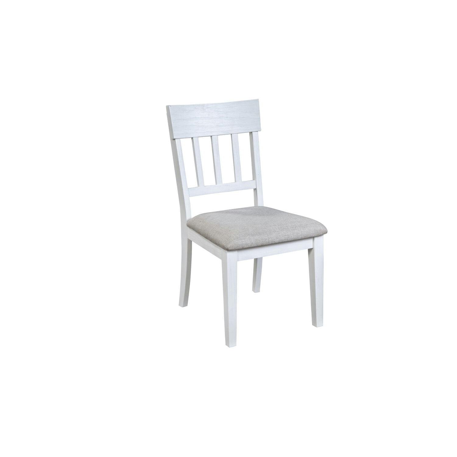 Transitional Slat-Back Upholstered Side Chair in Mystic White