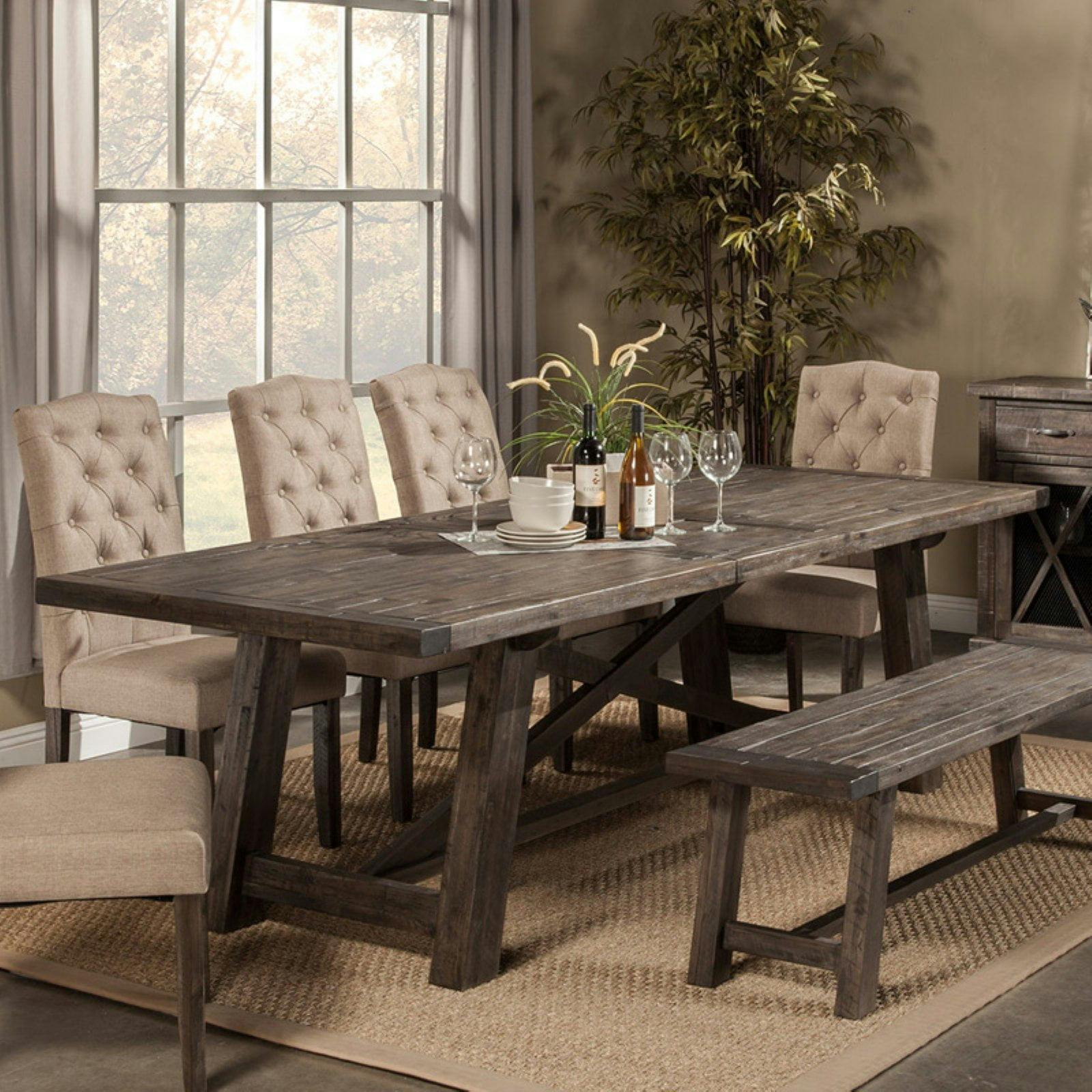 Salvaged Gray Acacia Wood Extendable Dining Table for Eight