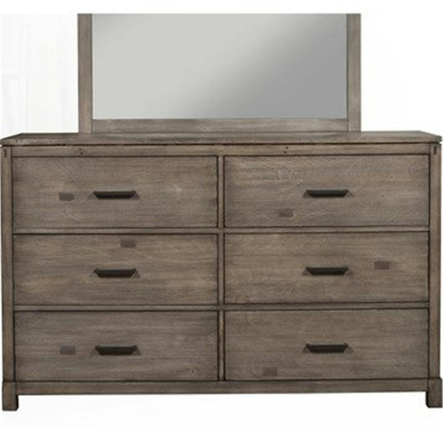 Sydney Transitional 60'' Gray/Brown Mahogany Dresser with 6 Dovetail Drawers
