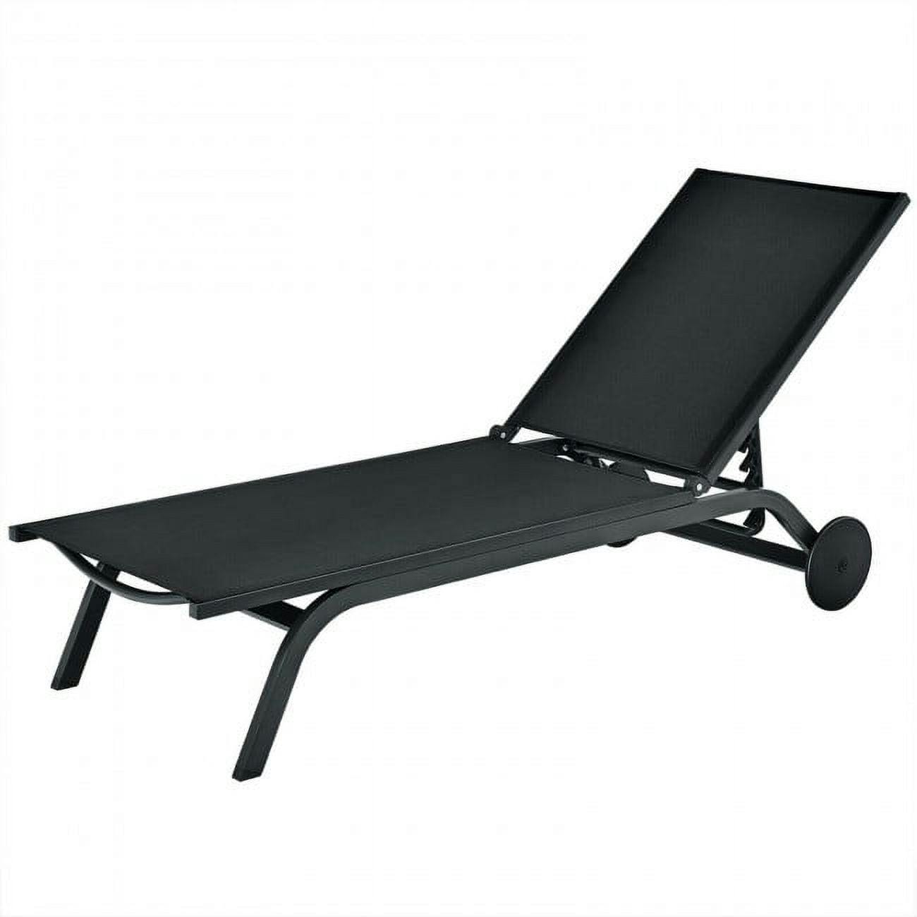 Sleek Black Aluminum Outdoor Chaise Lounge with Adjustable Backrest
