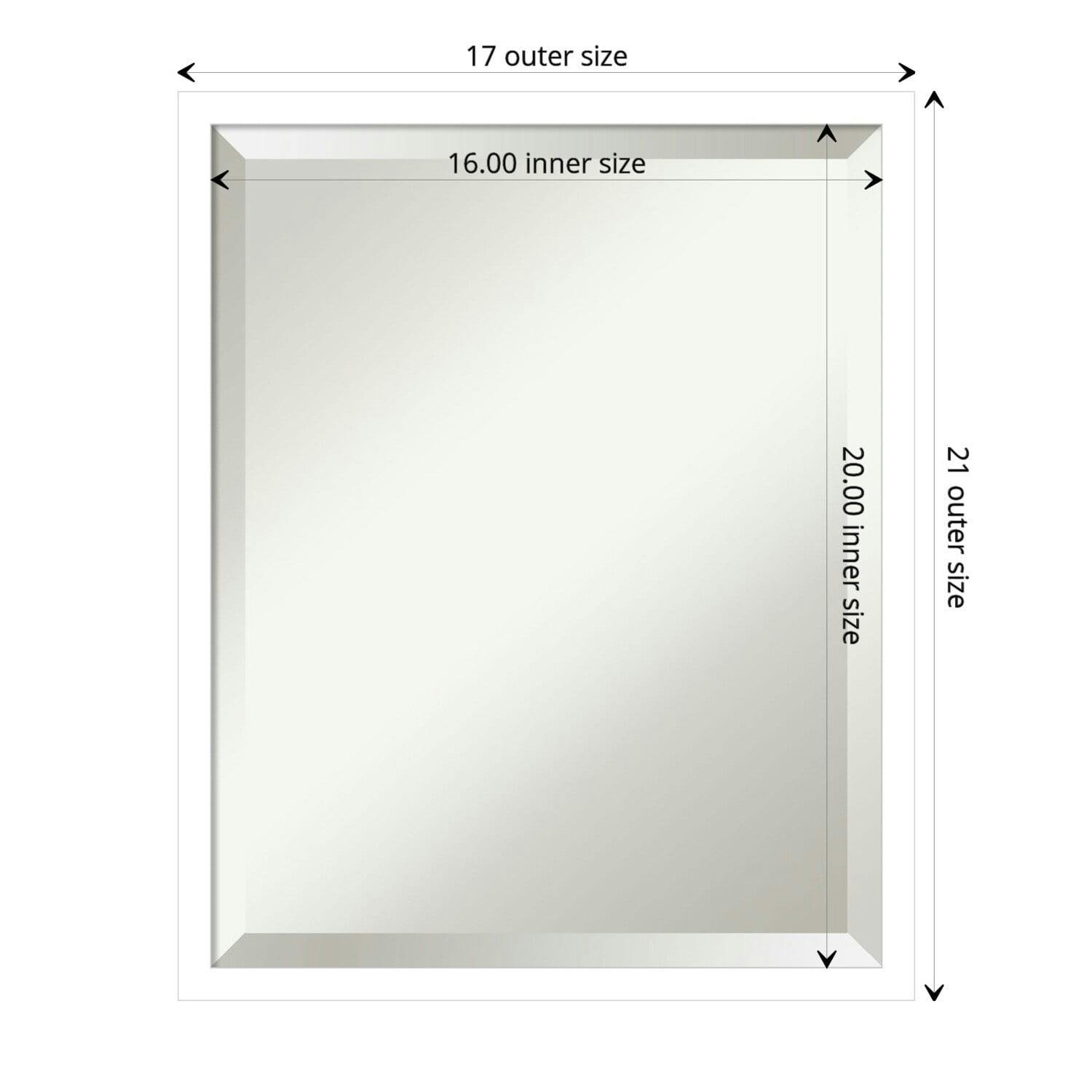Svelte White Beveled Wood Rectangular Bathroom Vanity Mirror 17x21