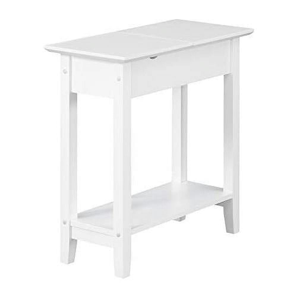 Heritage White Flip Top End Table with Built-In Charging Station