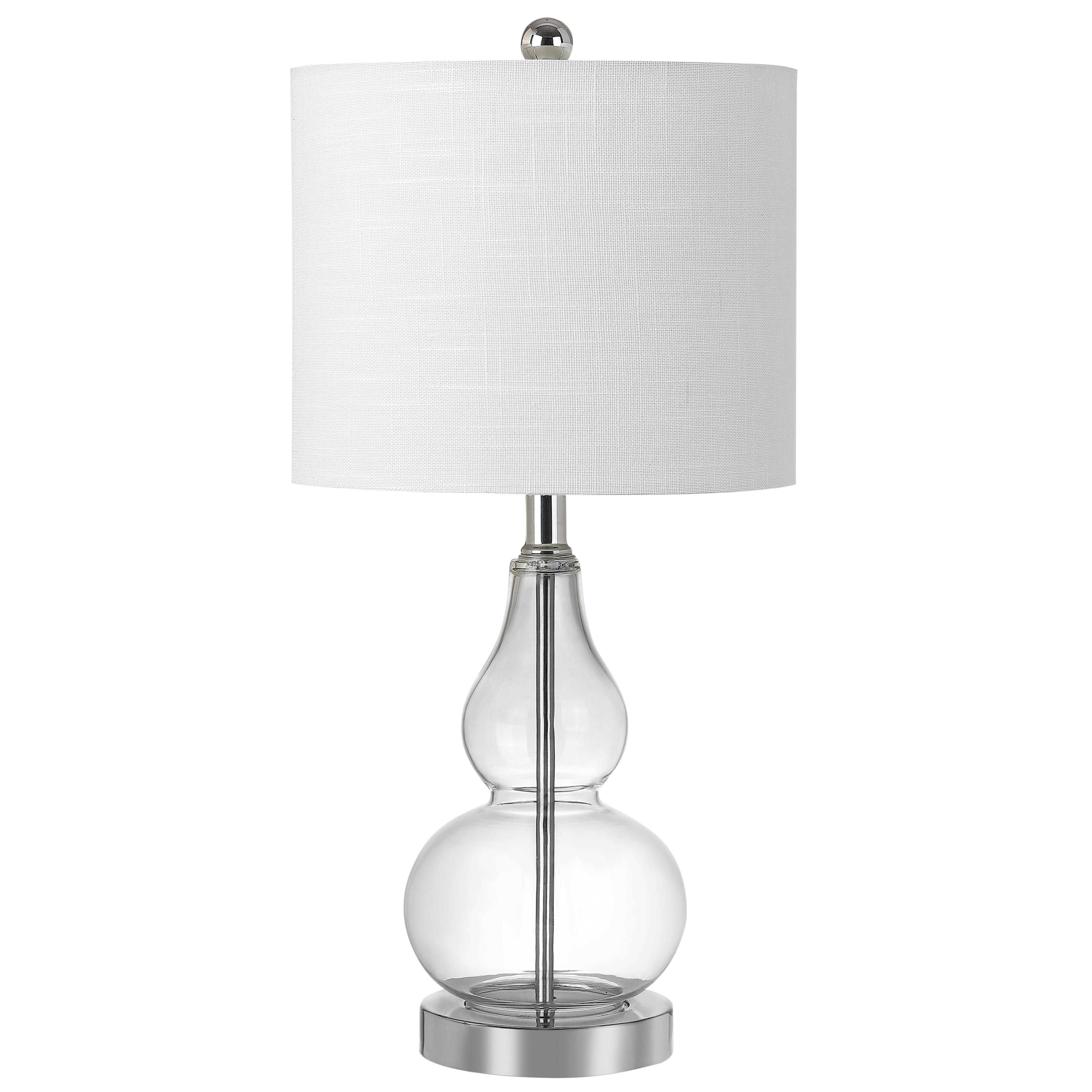 Anya 20.5" Clear Glass Mini LED Table Lamp with White Linen Shade