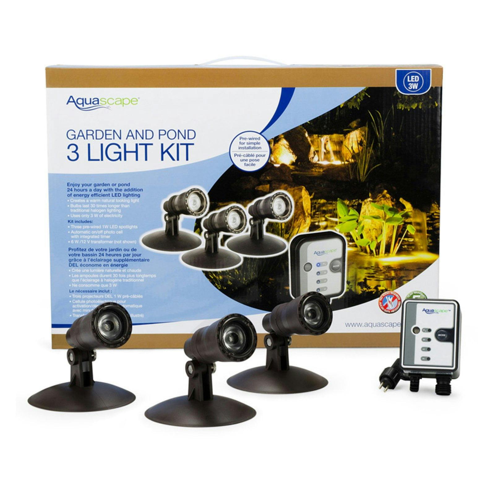 Submersible Warm Glow 3-LED Pond and Landscape Spotlight Kit