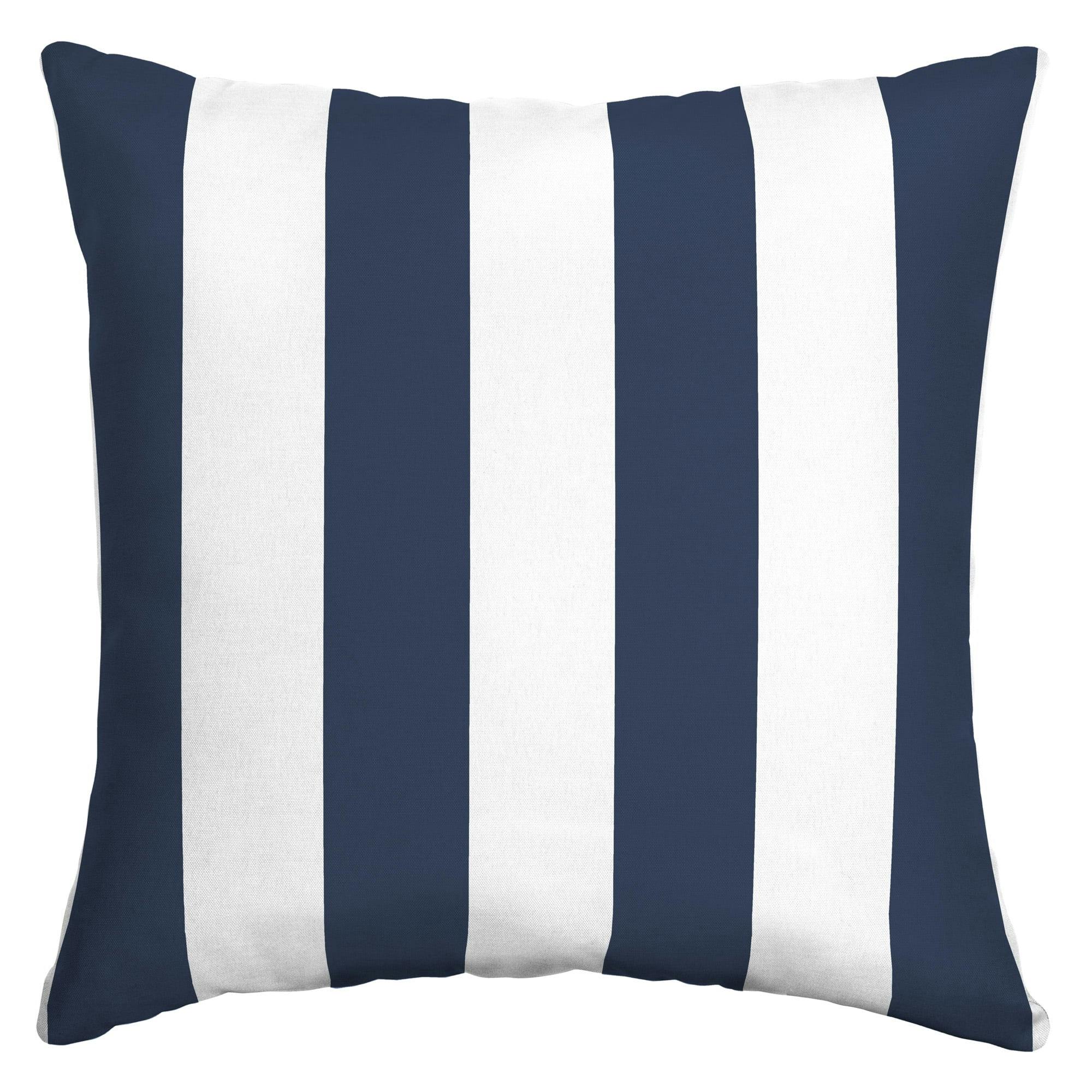Sapphire Blue Cabana Stripe 16'' Square Outdoor Pillow