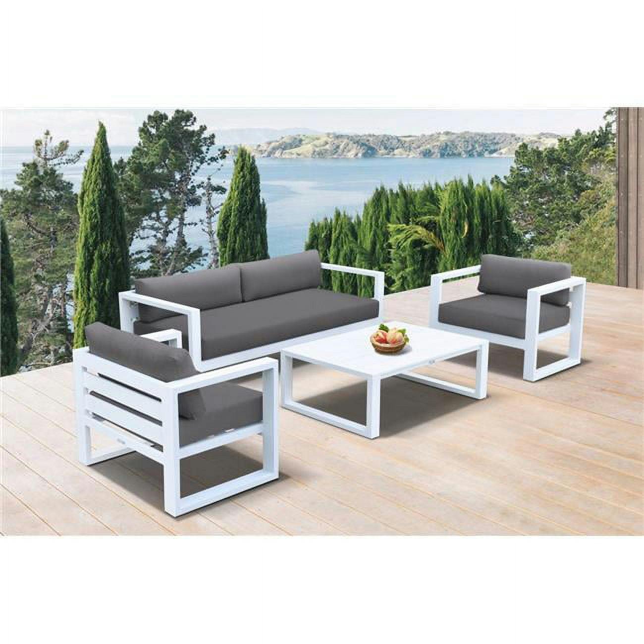 Contemporary 2-Person Gray & White Aluminum Outdoor Seating Set