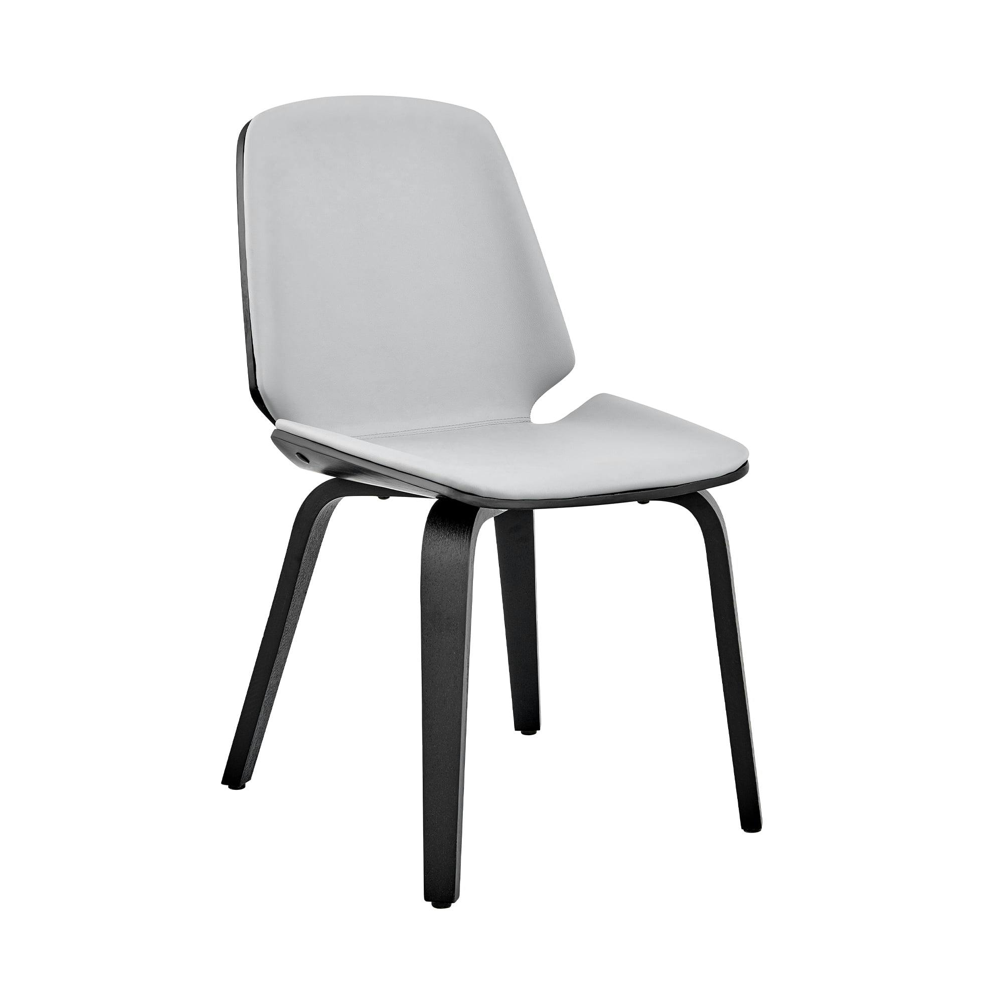 Elevated Gray Faux Leather Side Chair with Black Wooden Legs