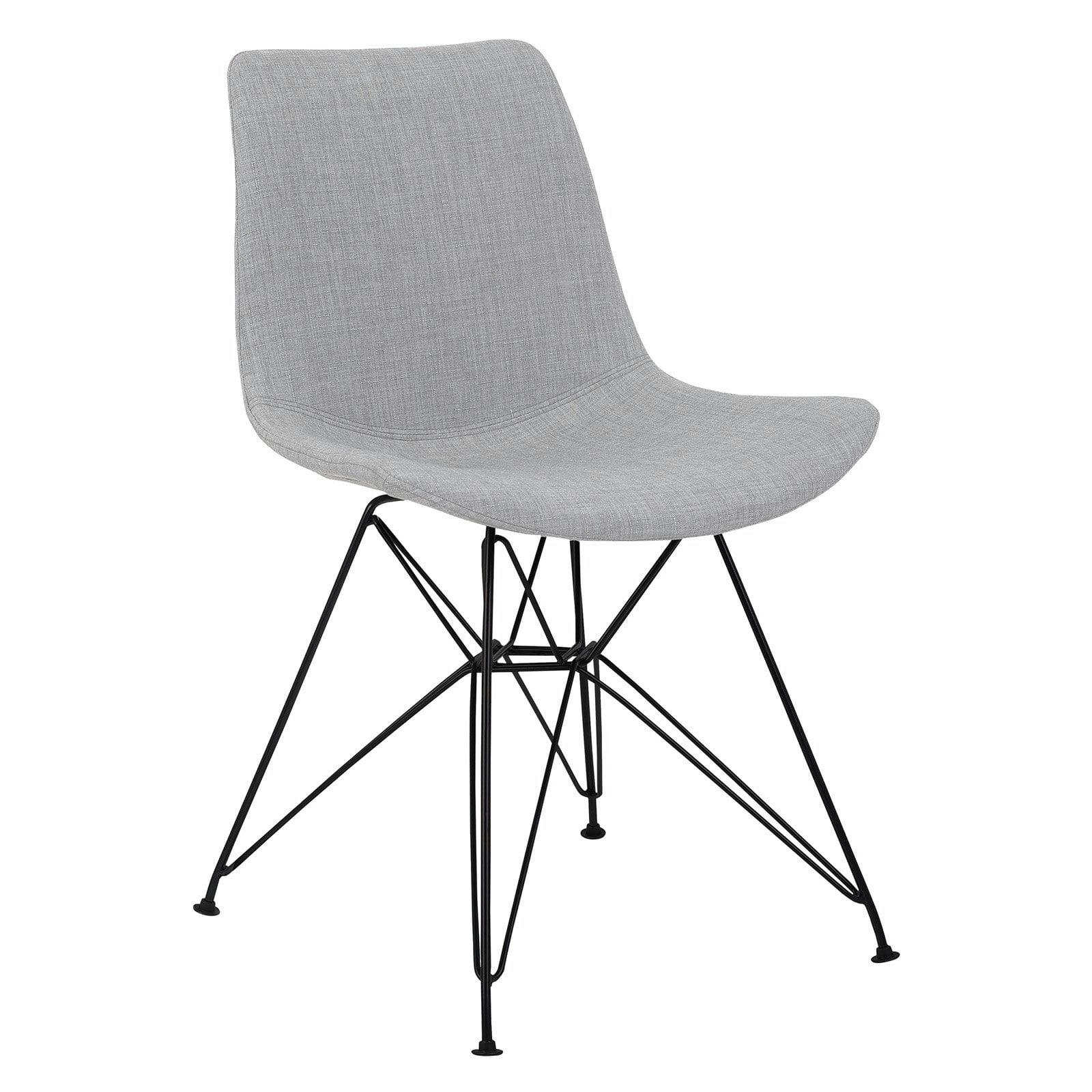 High-Back Gray Faux Leather Upholstered Side Chair with Metal Frame