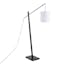 Arturo 42" Contemporary Black Wood & Steel Floor Lamp with White Shade
