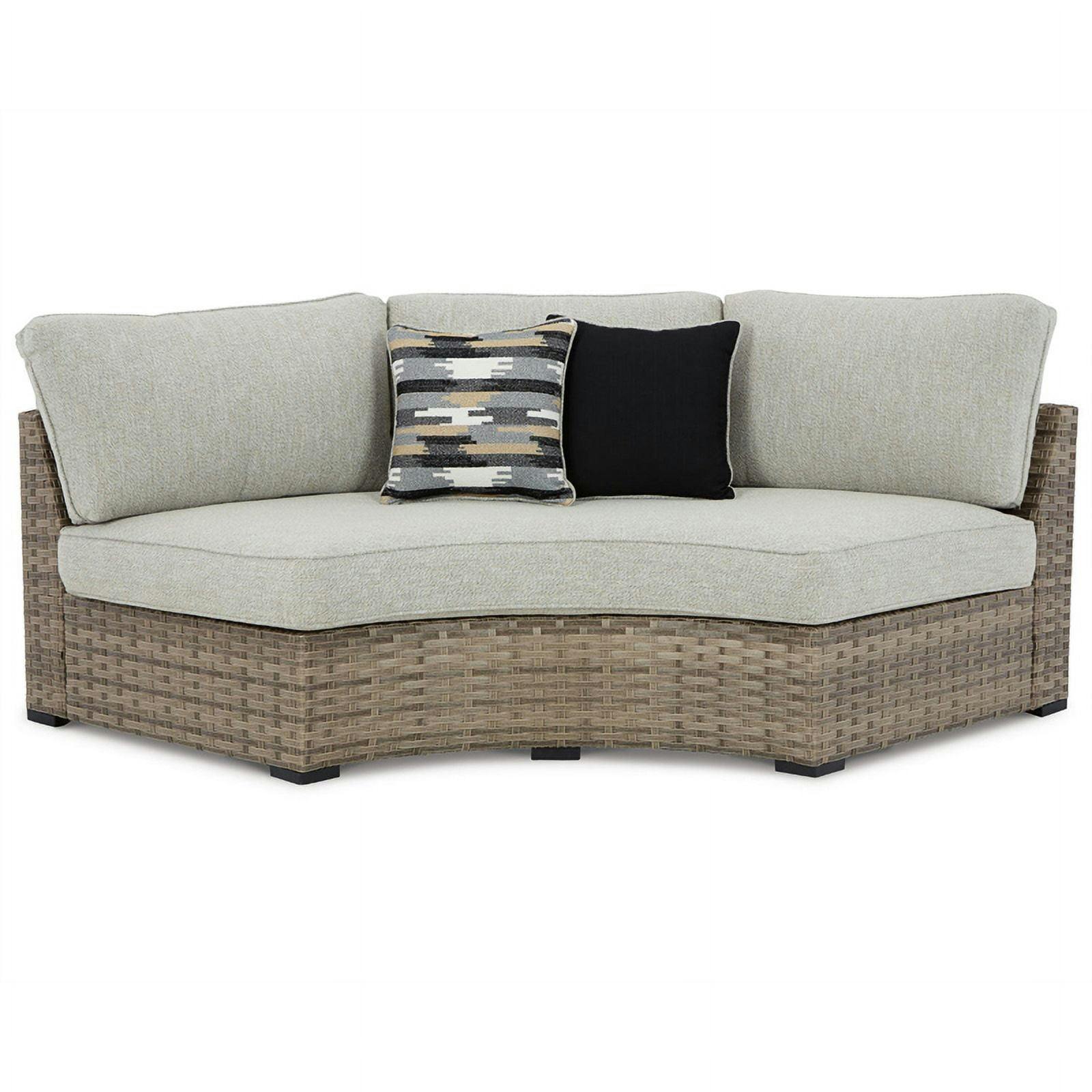 Modern Beige Wicker Sleeper Sectional with Nuvella Cushions