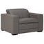 Contemporary Gray Leather Power Recliner with Adjustable Headrest