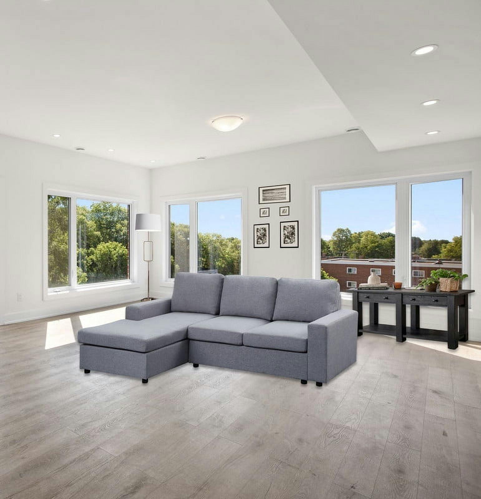 Aurelle 94.5'' Light Gray Linen Solid Wood Sectional Sofa