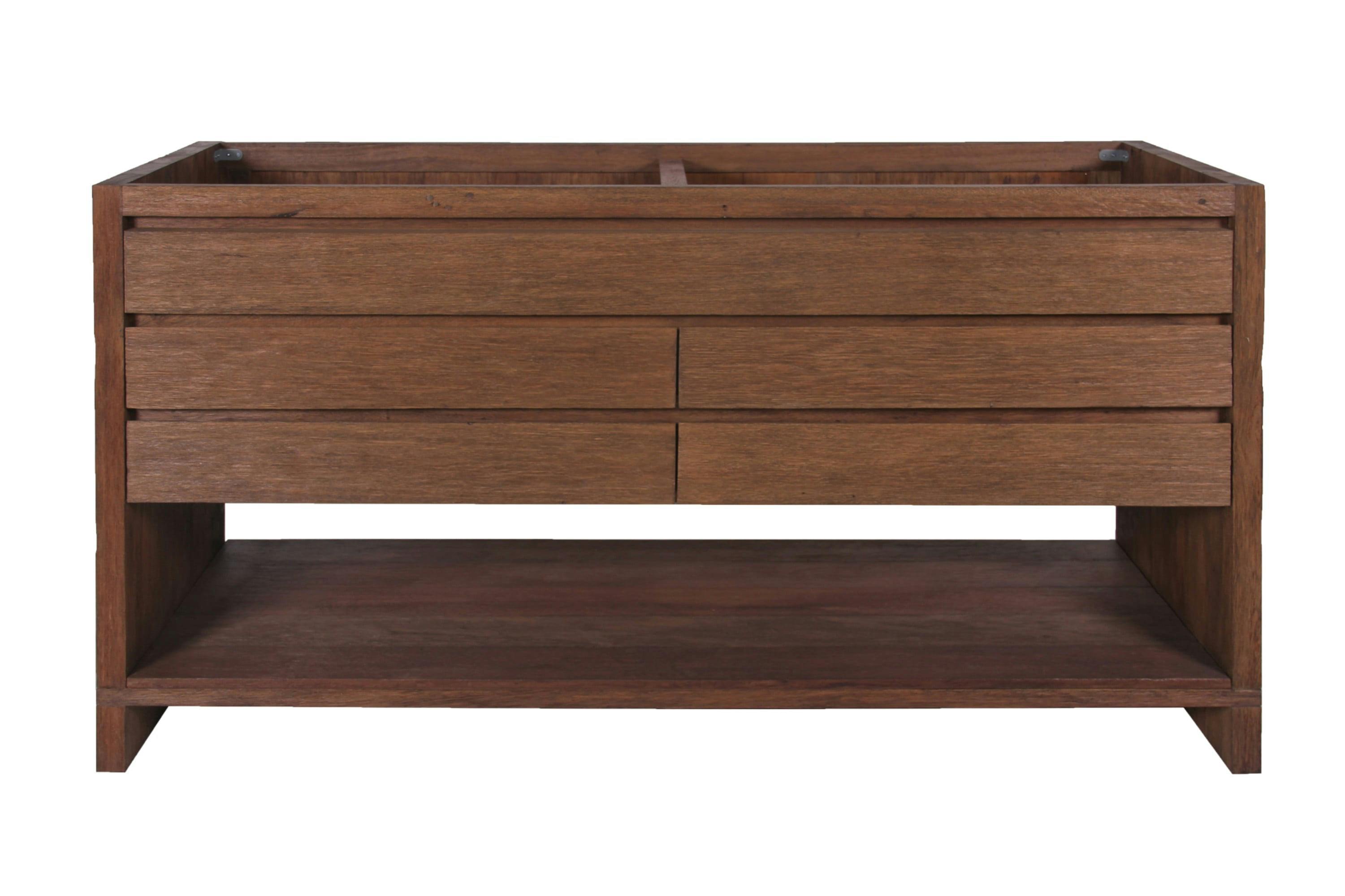 Refined Teak 60" Freestanding Double Vanity Cabinet in Brown Reclaimed Wood