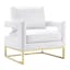 Elegant White Bonded Leather Handcrafted Accent Chair with Golden Base