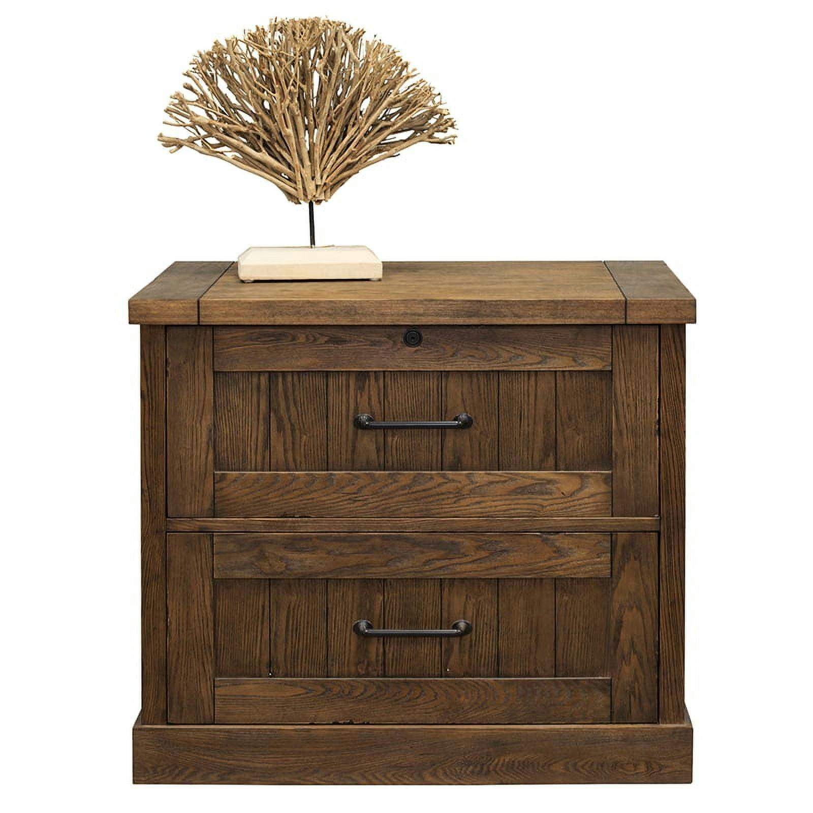 Avondale Rustic Brown Wood Lateral Lockable File Cabinet Fully Assembled