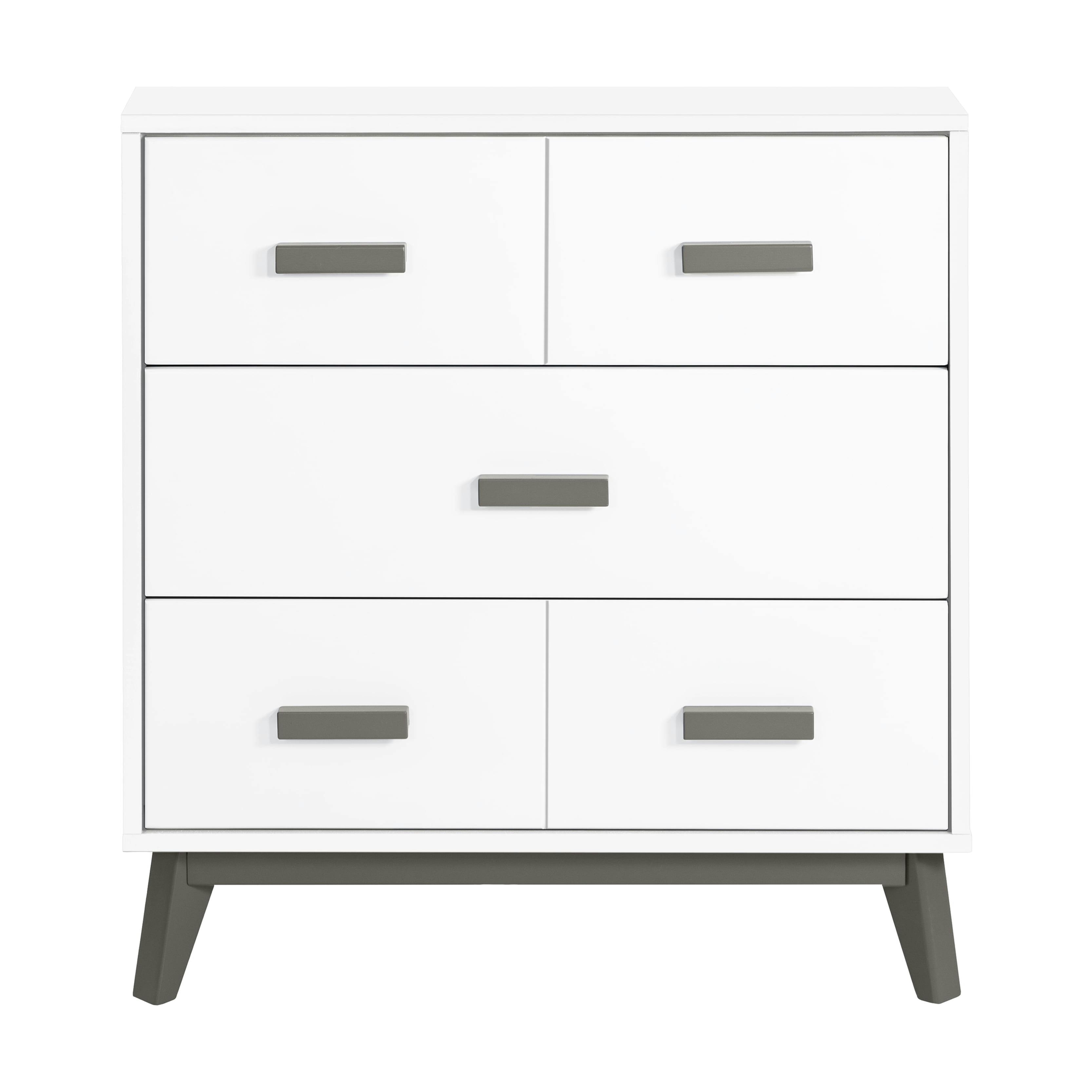 Slate and White Mid-Century Modern 3-Drawer Changer Dresser