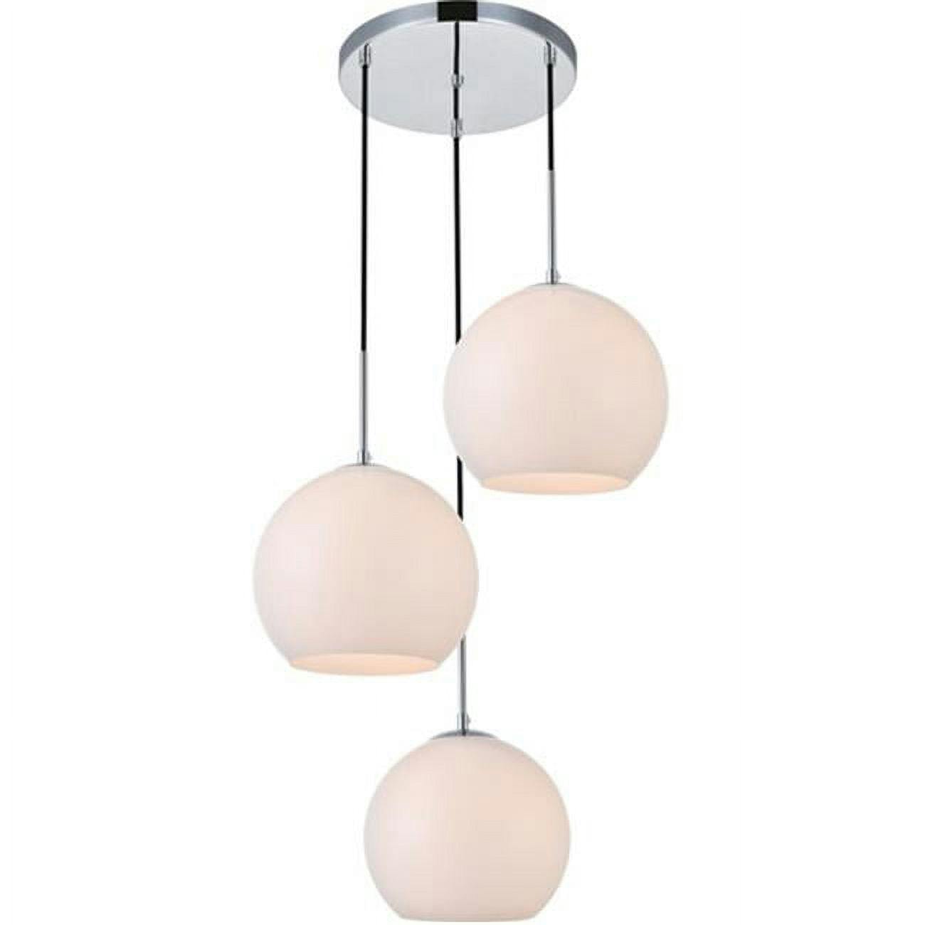 Cosmopolitan Chrome 20" Modern Pendant Light with Frosted White Glass