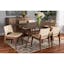 Afton Walnut Brown and Beige Faux Leather 7-Piece Dining Set