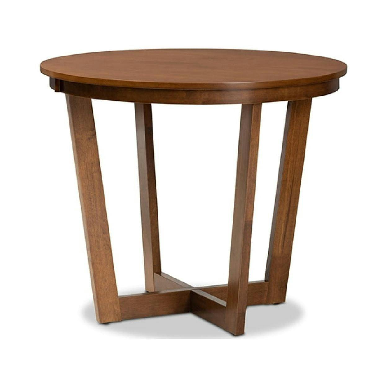 Alayna 36" Round Walnut Wood Contemporary Dining Table