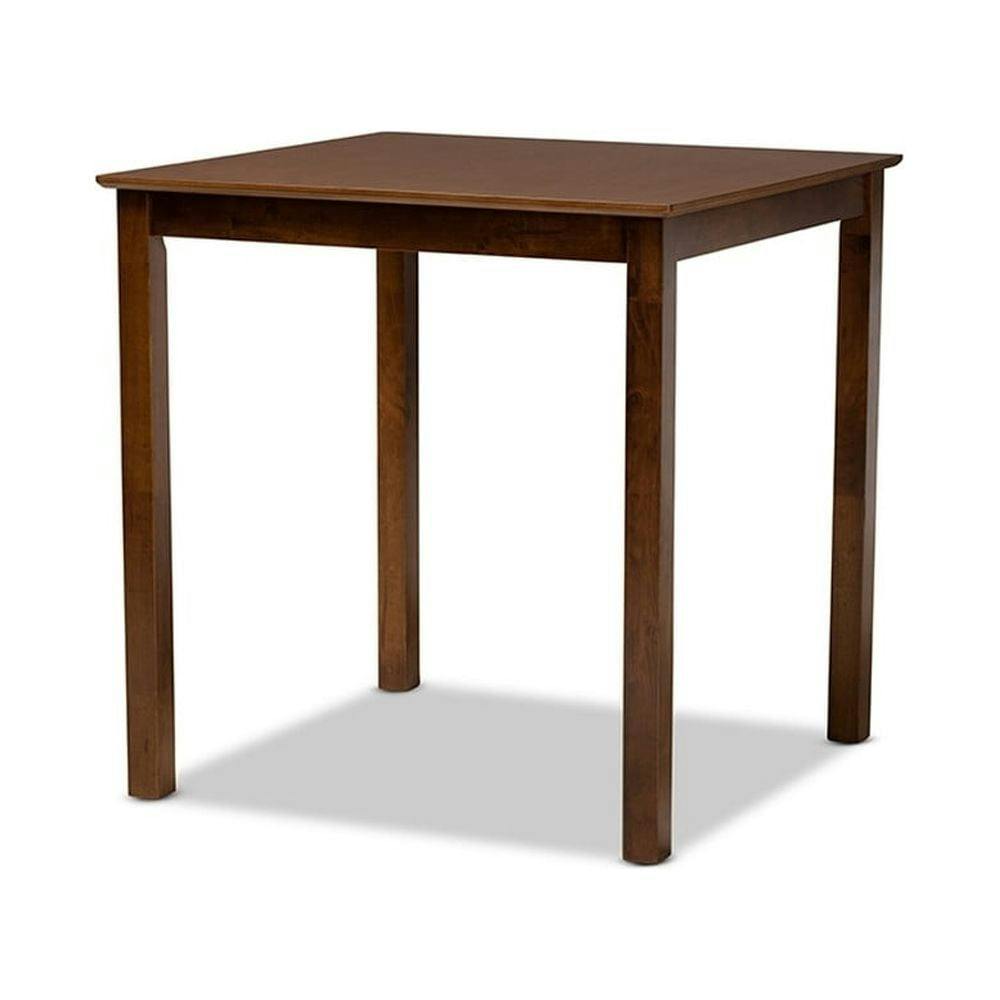 Lenoir Contemporary Walnut Wood Square Counter Height Pub Table
