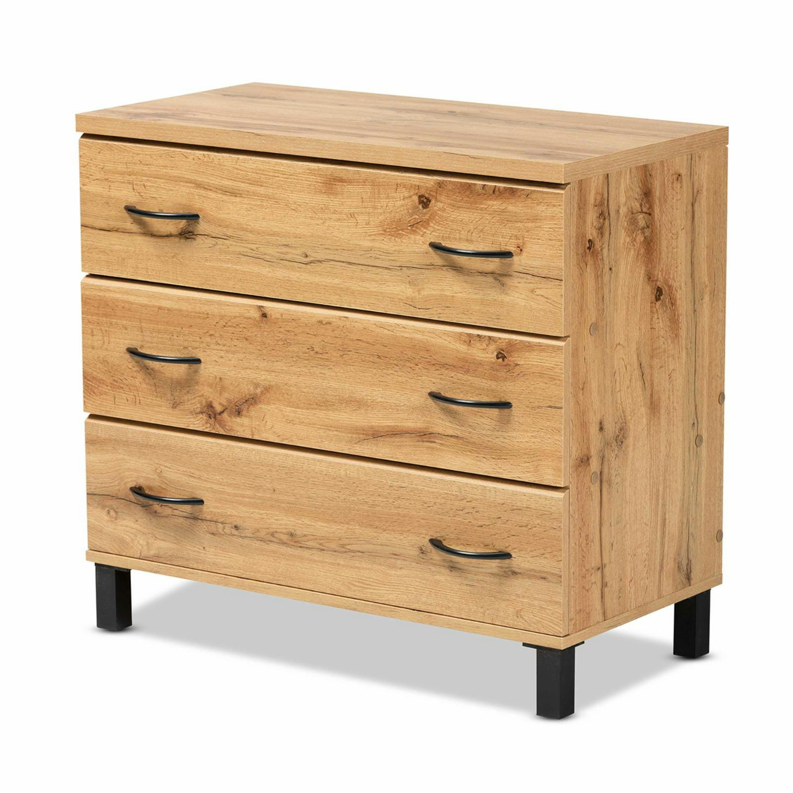 Maison Oak Brown Wood 3-Drawer Modern Storage Chest