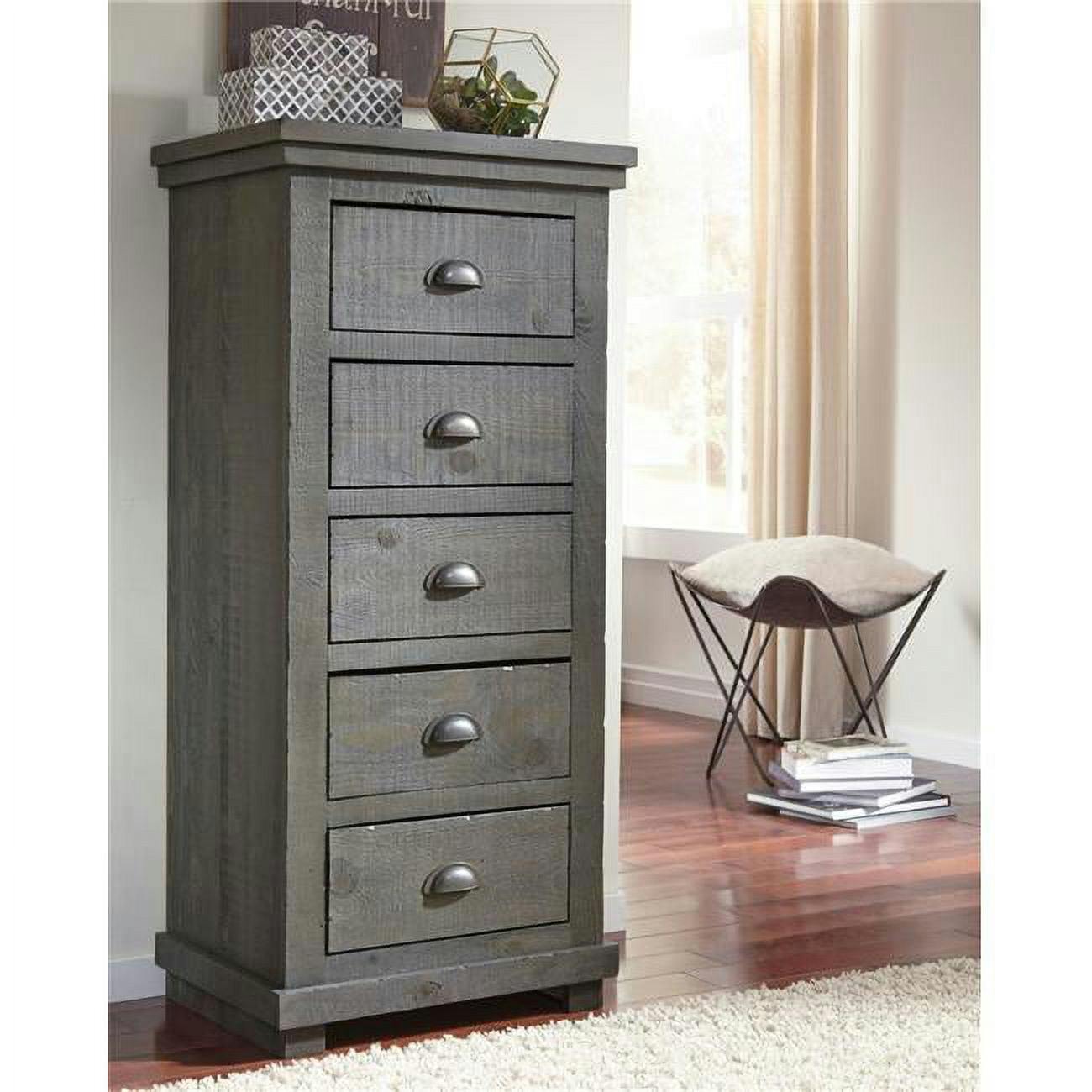 Distressed Dark Gray Transitional Pine Lingerie Chest