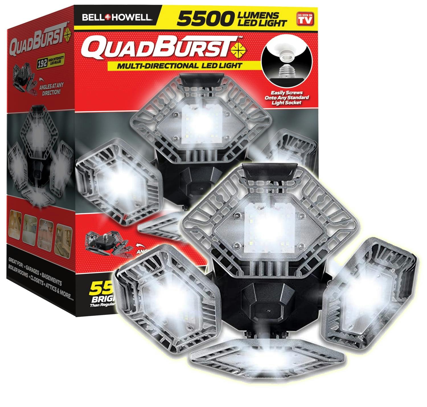 QuadBurst 5500 Lumens White LED Ceiling Light with Adjustable Panels
