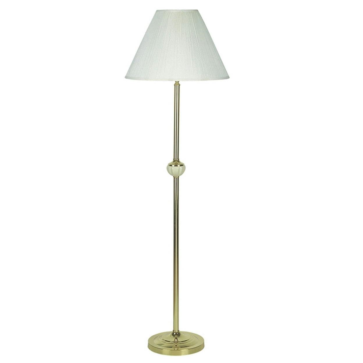 Cordless Stalk Design 60" Metal Floor Lamp with Pleated Cream Shade