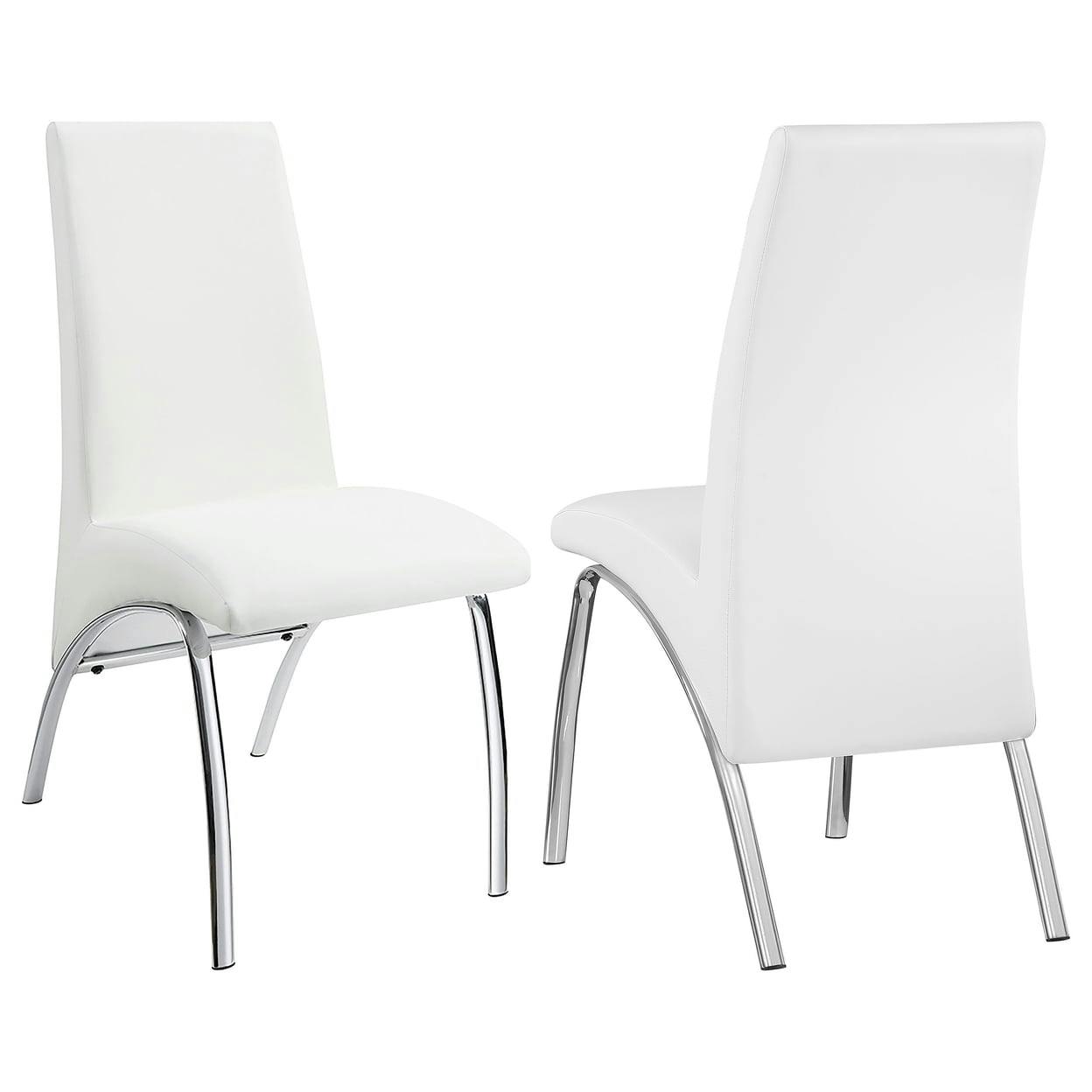 Modern White Faux Leather Side Chair with Chrome Metal Legs